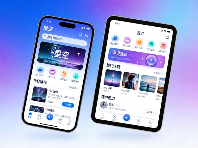 星空官方APP在手机和平板设备上的展示界面
